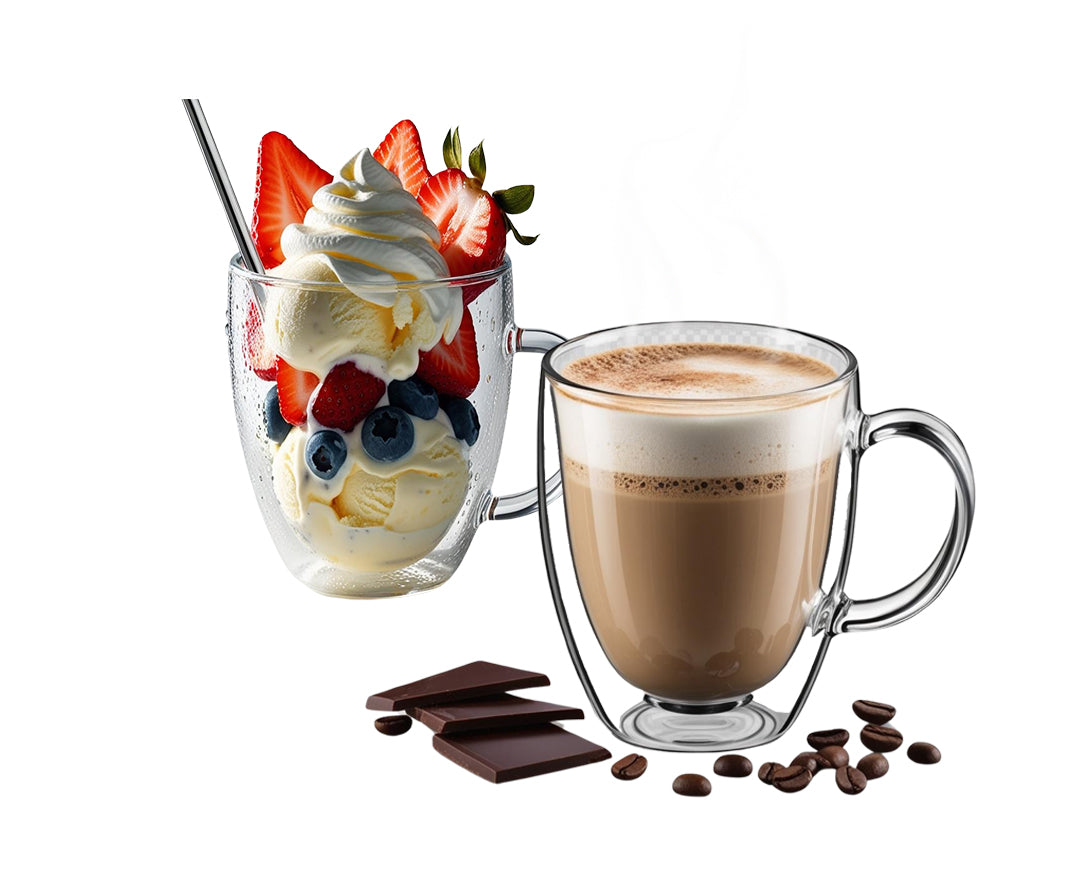 Double-wall Borosilicate Glass Mug with handle, 12 oz (350 ml)