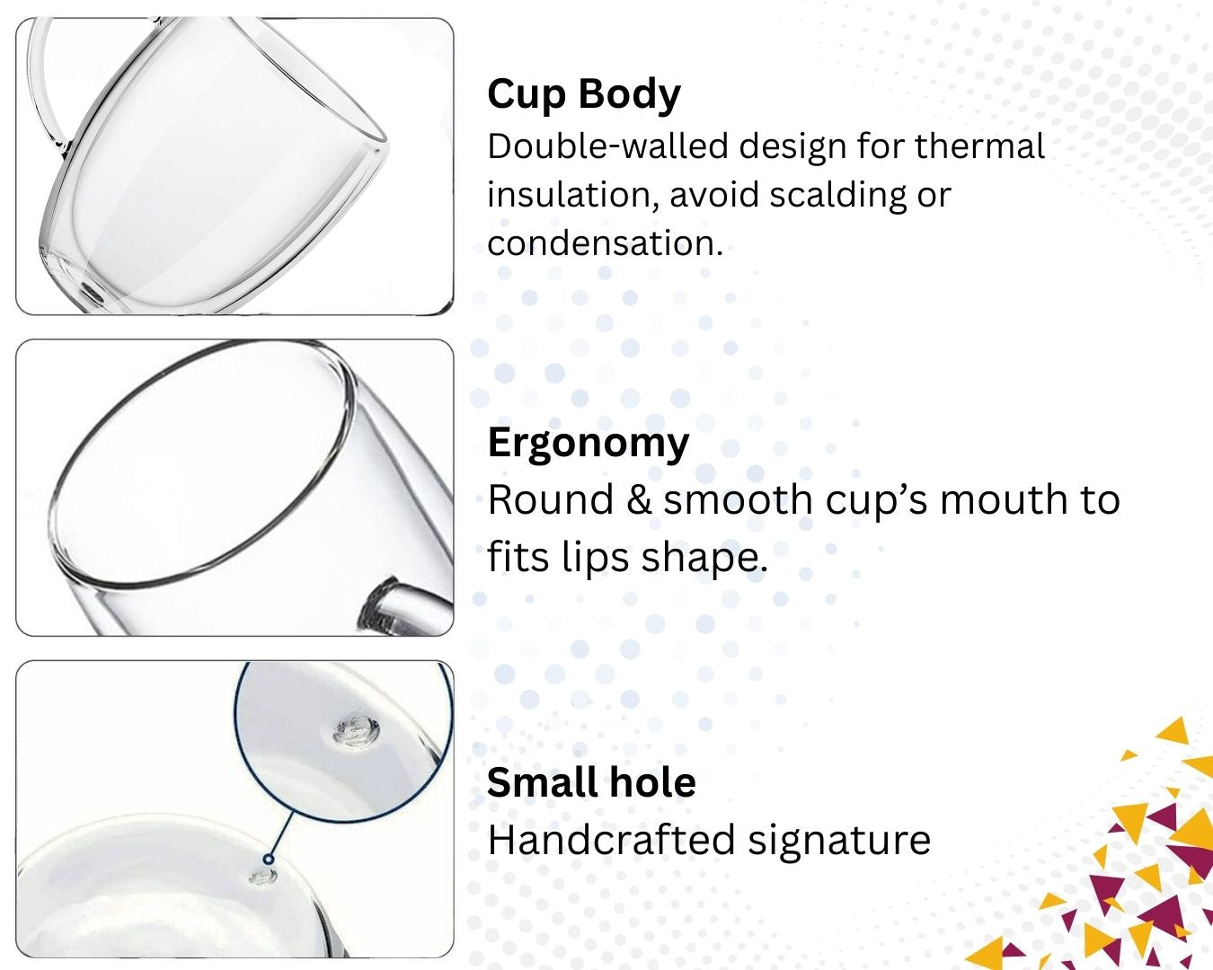 Double-wall Borosilicate Glass Mug with handle, 12 oz (350 ml)
