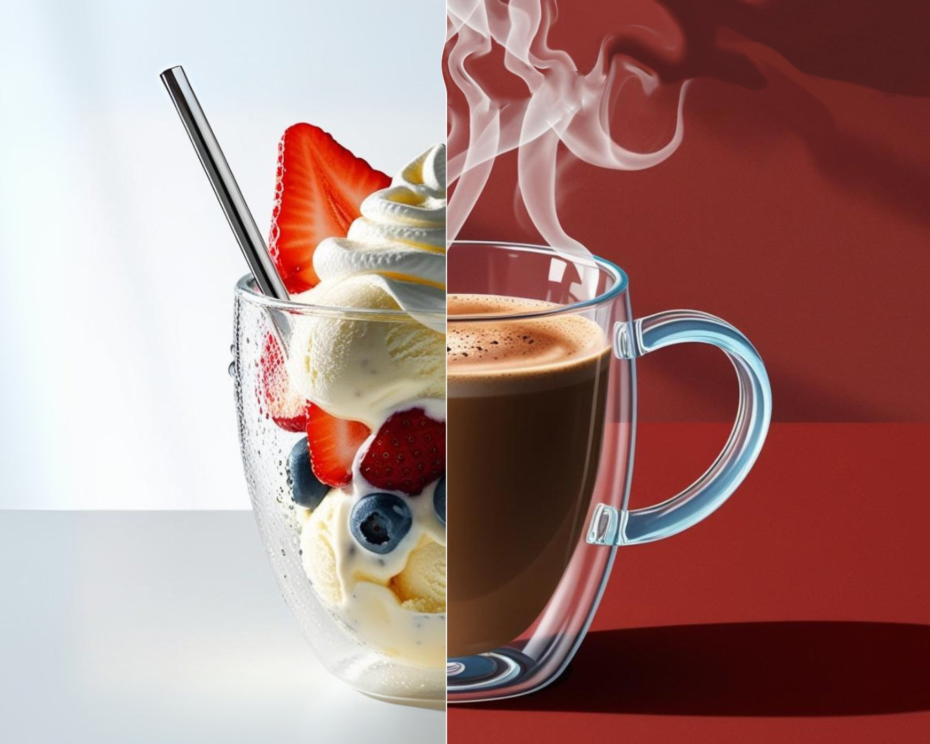 Double-wall Borosilicate Glass Mug with handle, 12 oz (350 ml)