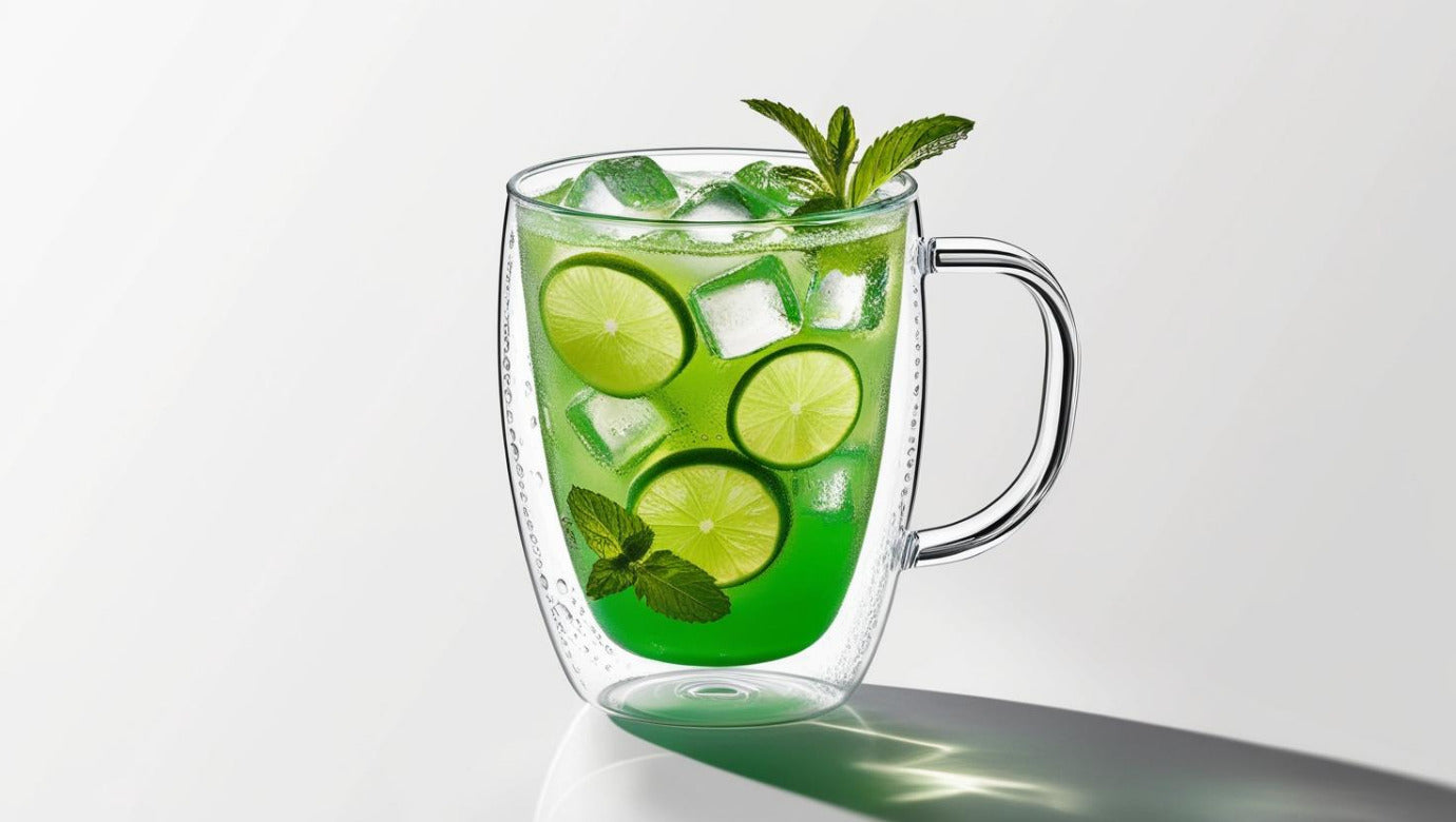 Double-wall Borosilicate Glass Mug with handle, 12 oz (350 ml)
